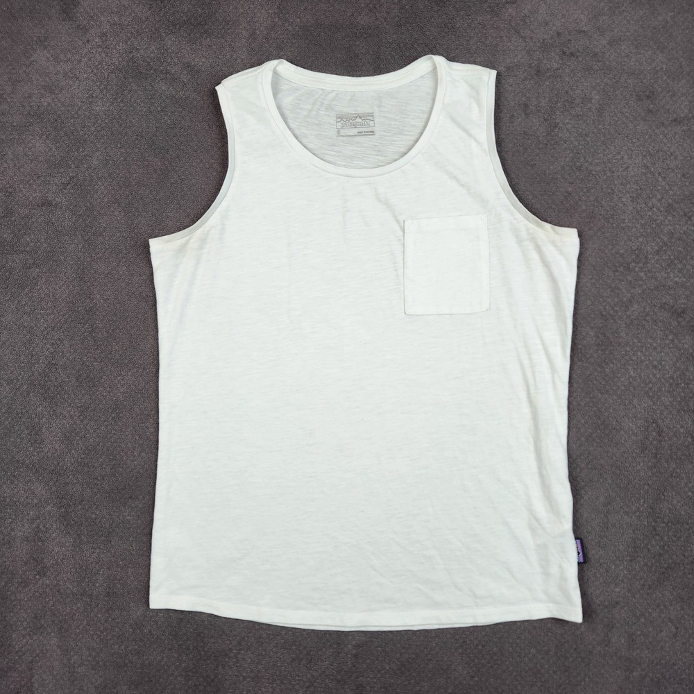 Patagonia Mainstay Tank Top Womens Small White Organic Cotton Pocket 52911